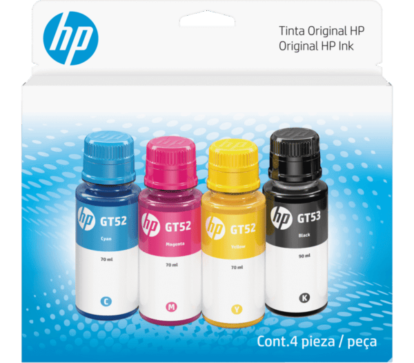 Combo de botella de tinta HP GT53/GT52, pack de 4